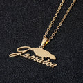 Jamaica Map Unisex Geometric Titanium Sweater Necklaces