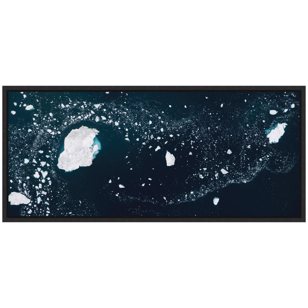 Sylvie Blue and White Iceberg Pattern in Greenland Framed Canvas by Michael Schauer