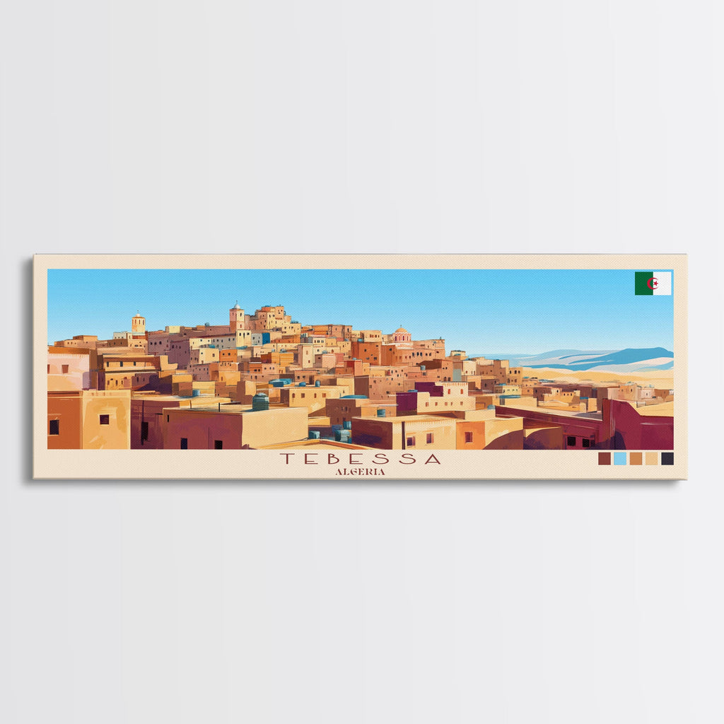 Tebessa, Algeria Panoramic Travel Poster Canvas Print, Tebessa, Algeria Painting, Algeria Art, Tebessa Panoramic Travel Art, Travel Painting