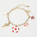 Canada Soccer Ball Shoe Star Charm Station Bracelet