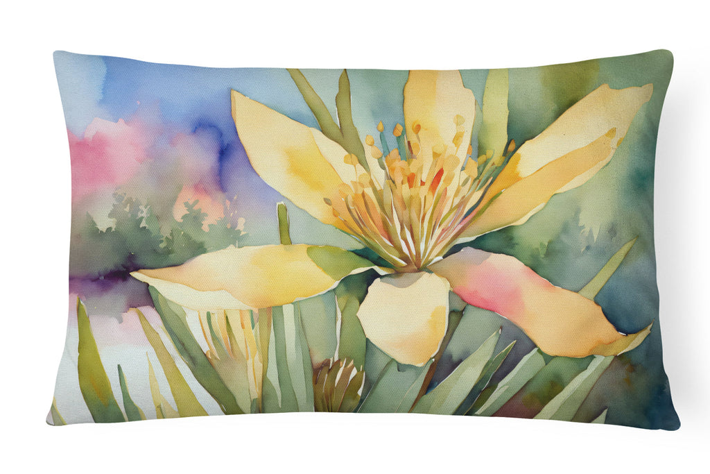 New Mexico Yucca Flower in Watercolor Fabric Decorative Pillow DAC1689PW1216