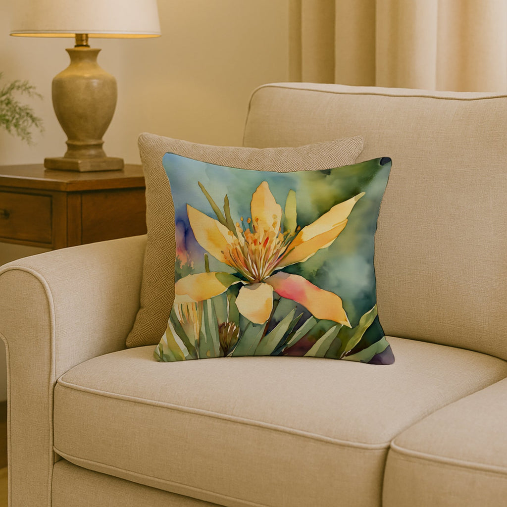 New Mexico Yucca Flower in Watercolor Throw Pillow DAC1689PW1818