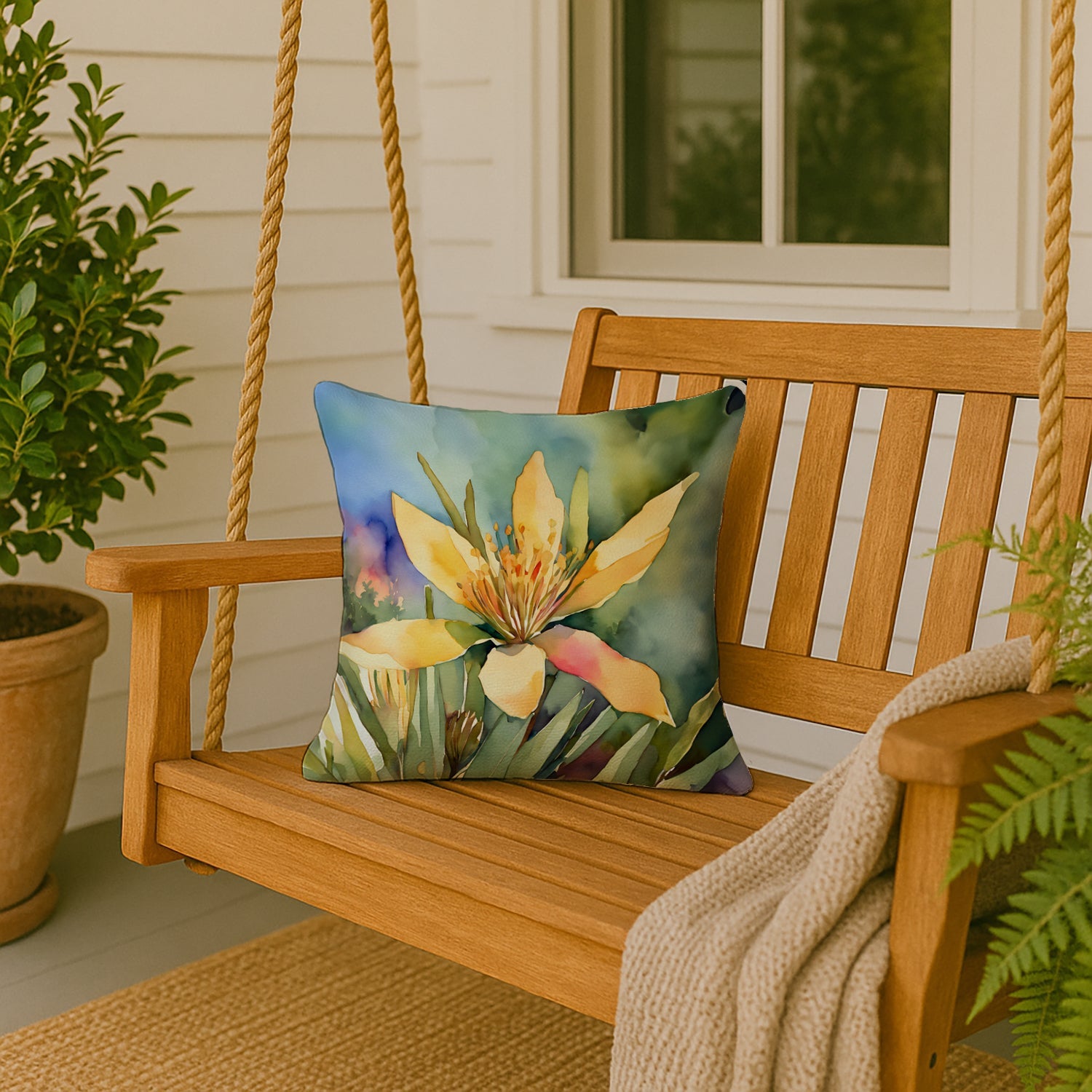 New Mexico Yucca Flower in Watercolor Throw Pillow DAC1689PW1818