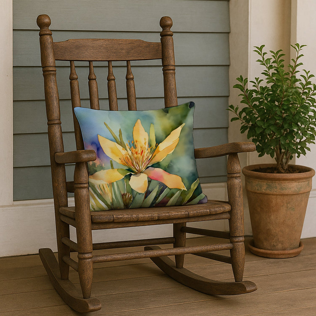 New Mexico Yucca Flower in Watercolor Throw Pillow DAC1689PW1818