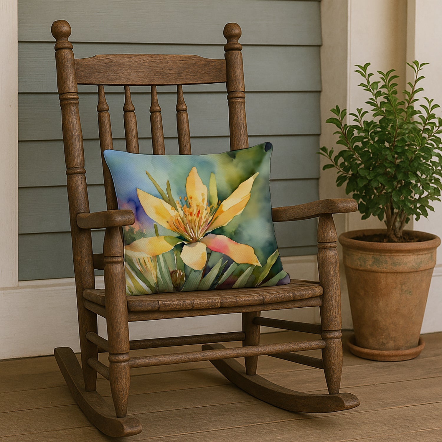 New Mexico Yucca Flower in Watercolor Throw Pillow DAC1689PW1818