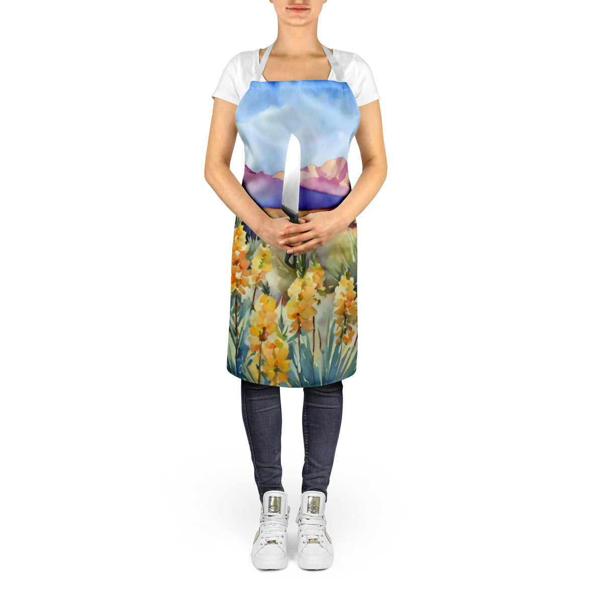 New Mexico Yucca Flower in Watercolor Apron – Artist-Designed Kitchen, BBQ & Craft Apron DAC1690APRON