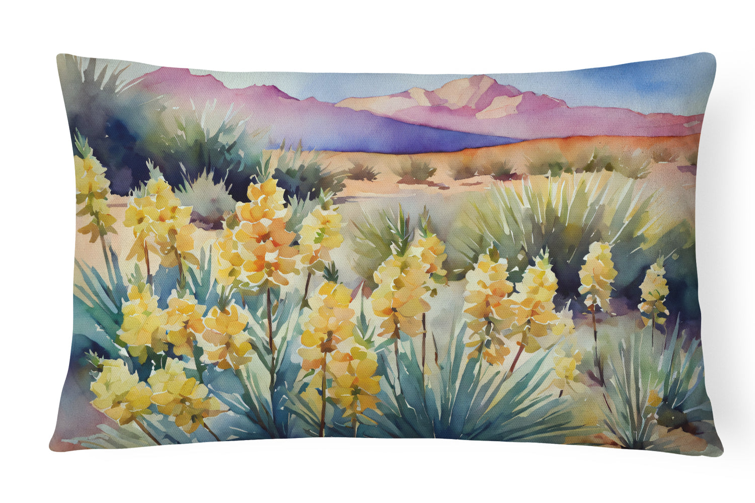 New Mexico Yucca Flower in Watercolor Fabric Decorative Pillow DAC1690PW1216
