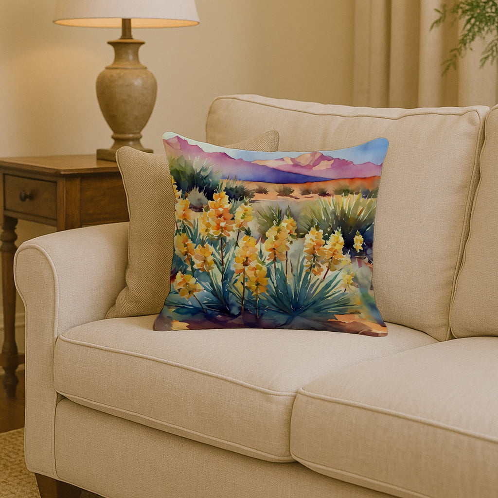 New Mexico Yucca Flower in Watercolor Throw Pillow DAC1690PW1414