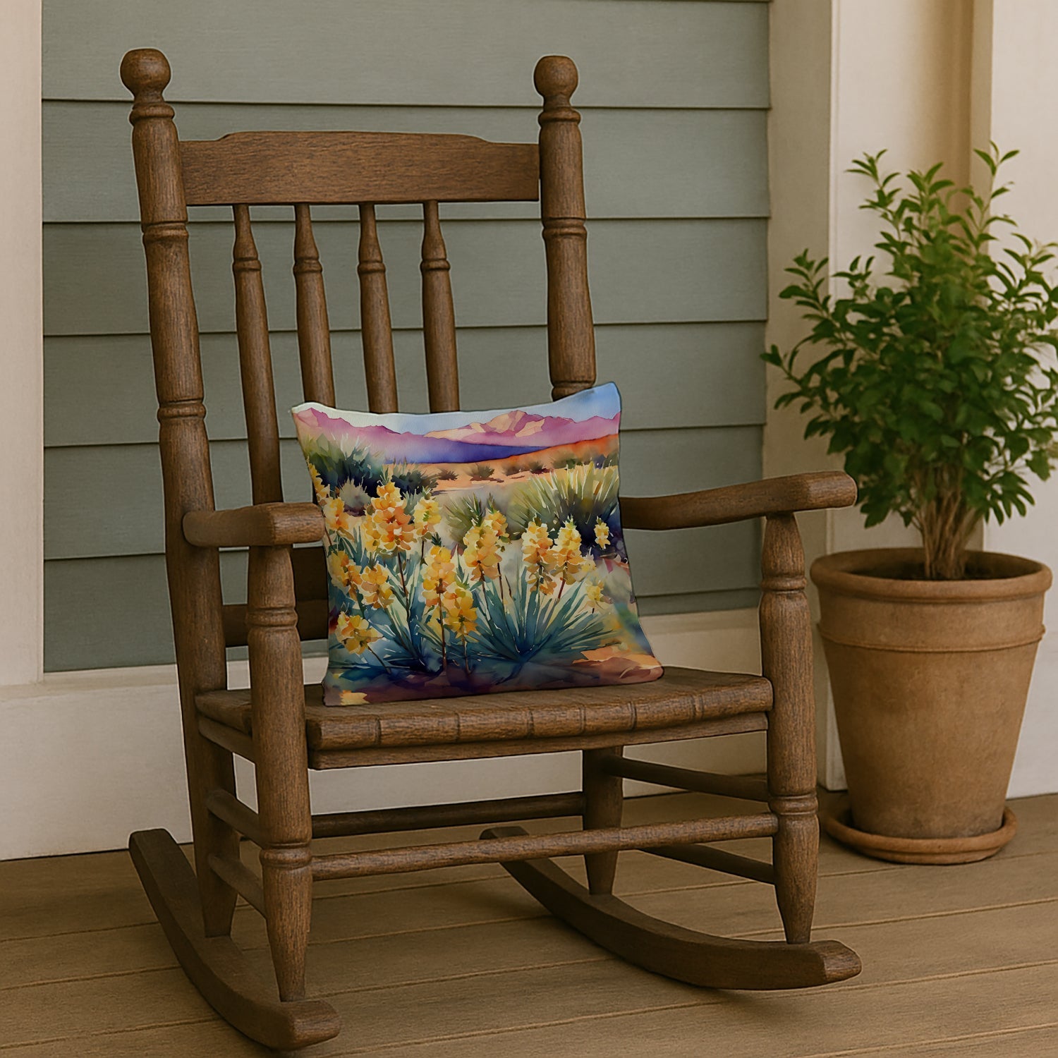 New Mexico Yucca Flower in Watercolor Throw Pillow DAC1690PW1414