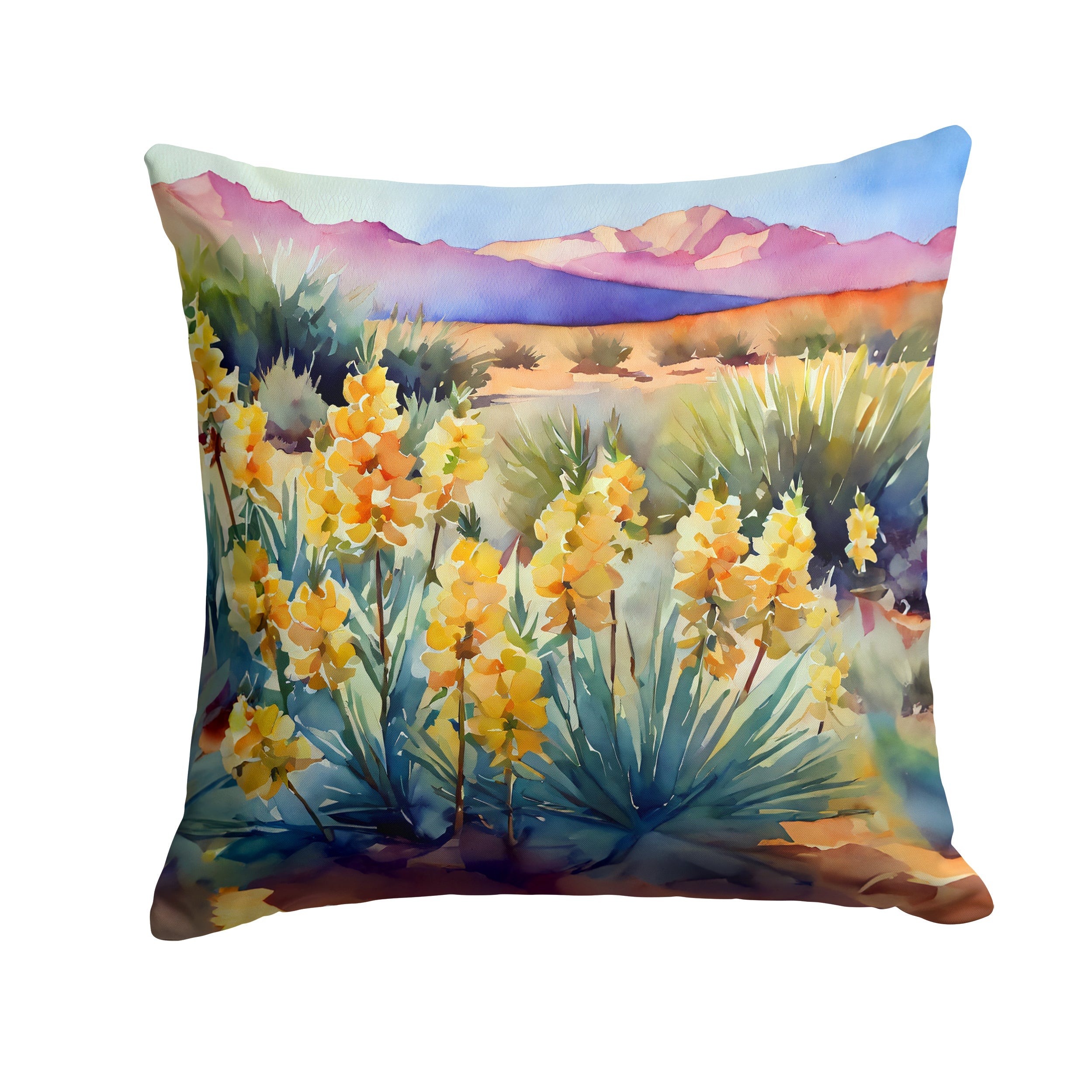 New Mexico Yucca Flower in Watercolor Throw Pillow DAC1690PW1818