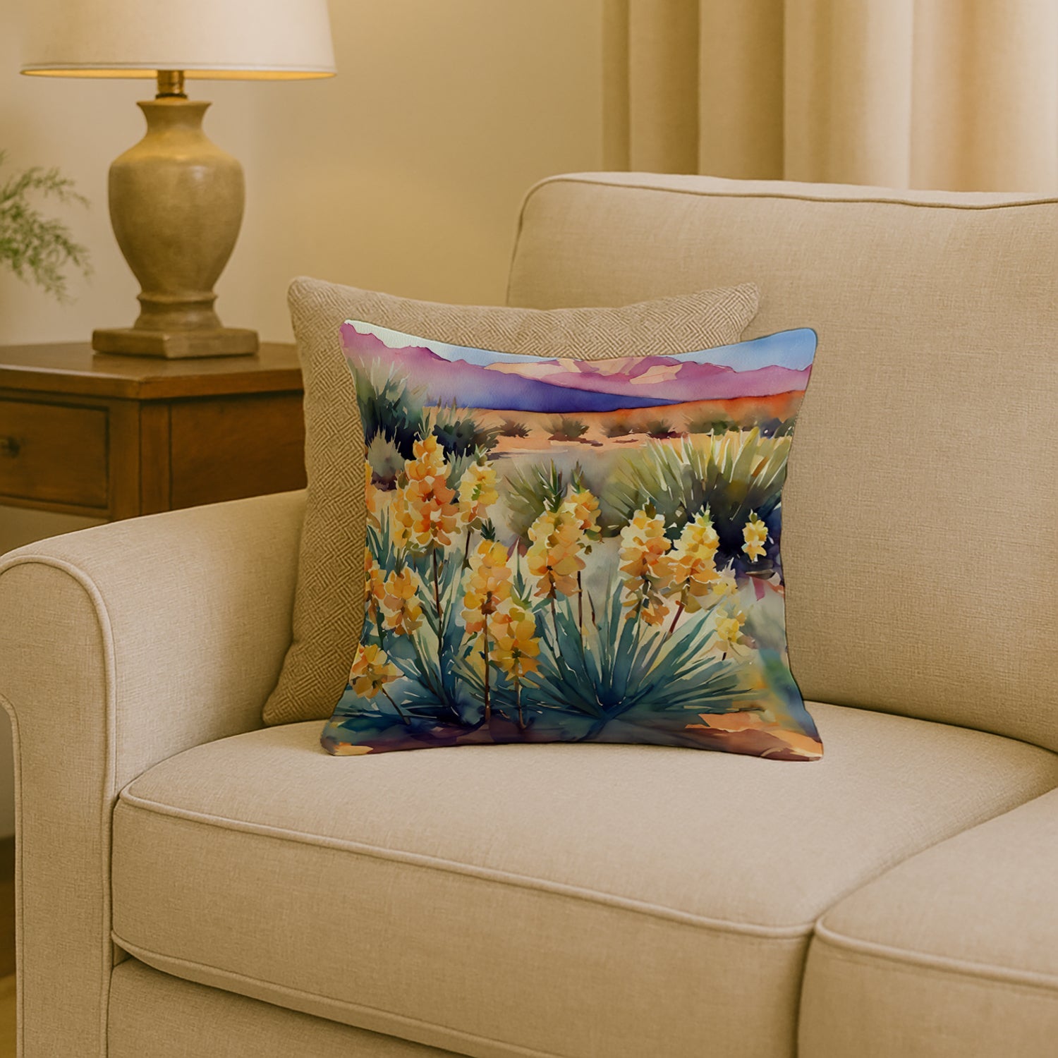 New Mexico Yucca Flower in Watercolor Throw Pillow DAC1690PW1818