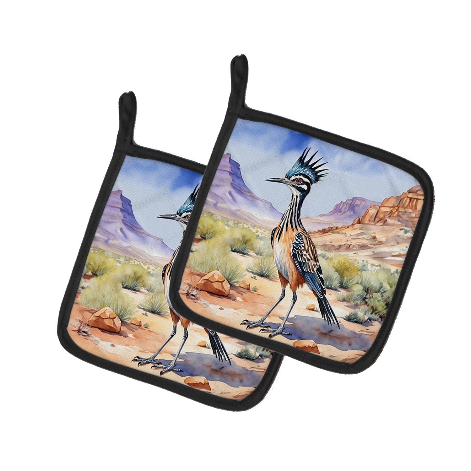 New Mexico Greater Roadrunner Pot Holders - Set of 2 Decorative Kitchen Helpers | Made in the USA