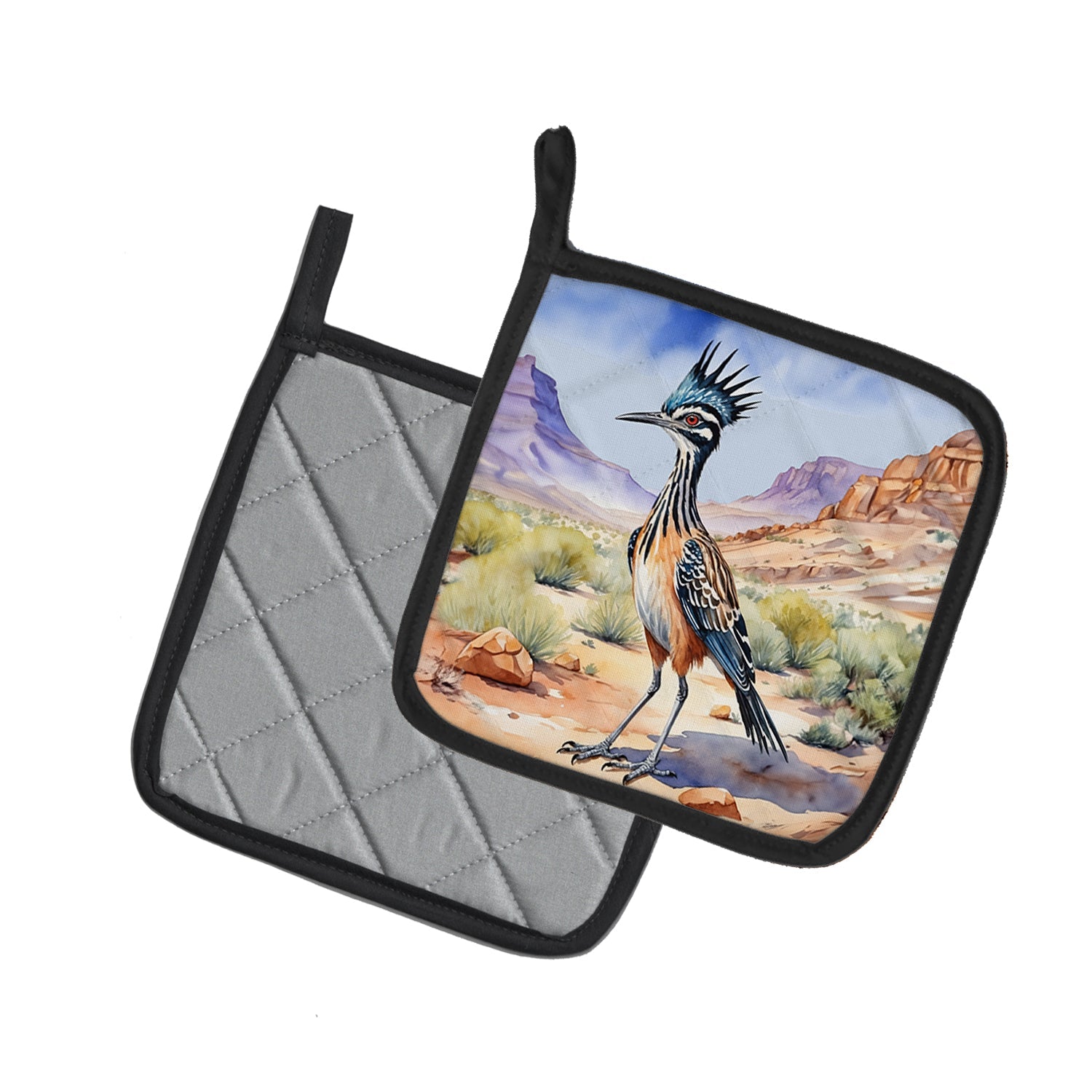 New Mexico Greater Roadrunner Pot Holders - Set of 2 Decorative Kitchen Helpers | Made in the USA
