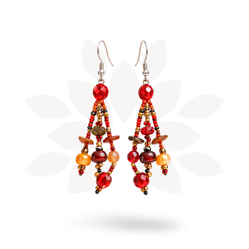 Luzy Seed Bead Crystal Dangly Earrings - Guatemala
