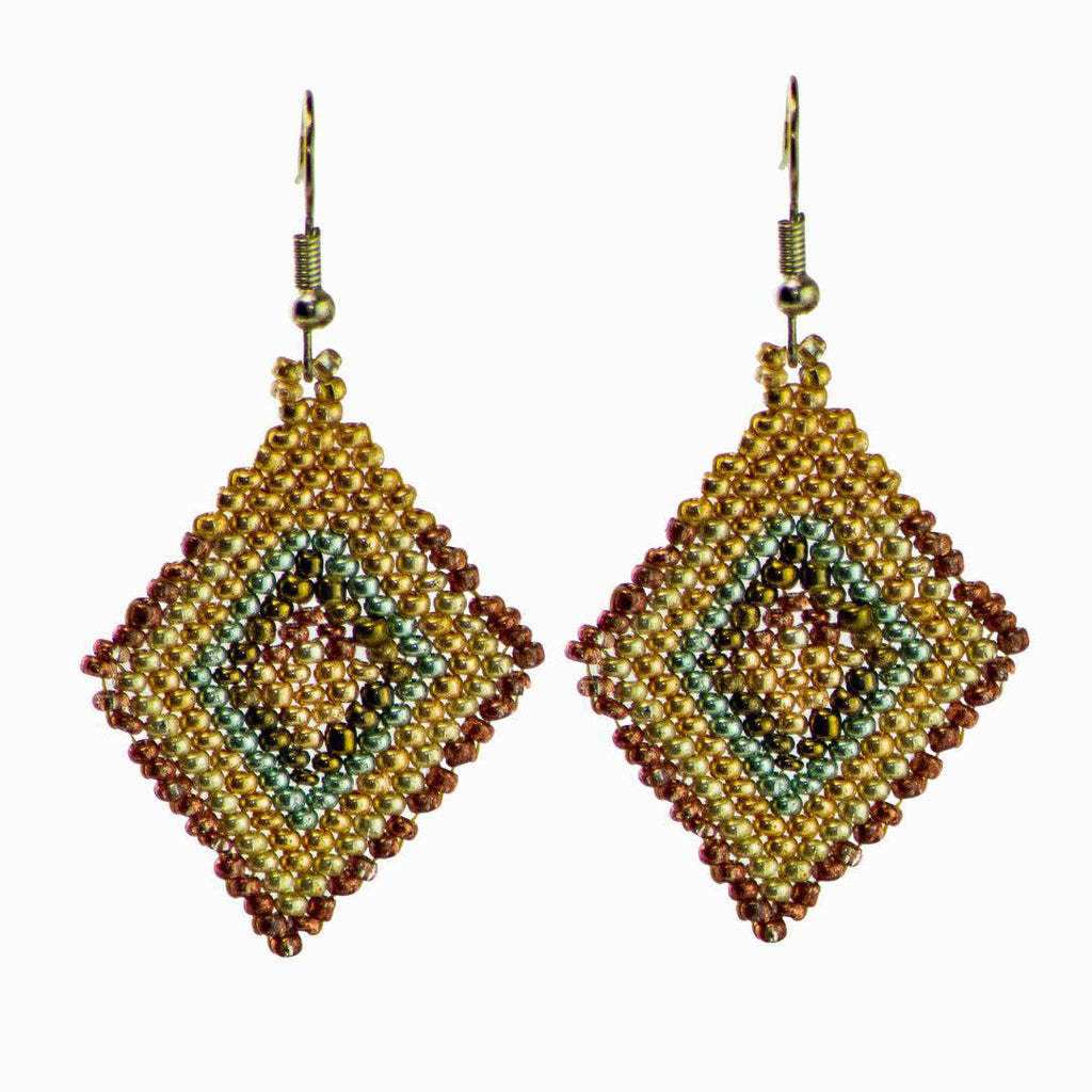 Lily Seed Bead Diamond Earrings - Guatemala