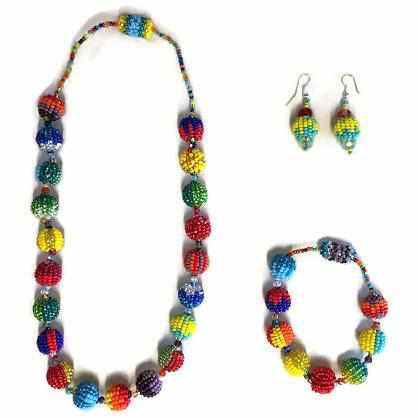Magnetic Seed Bead Necklace Statement Beaded Necklace Boho Fair Trade - Guatemala