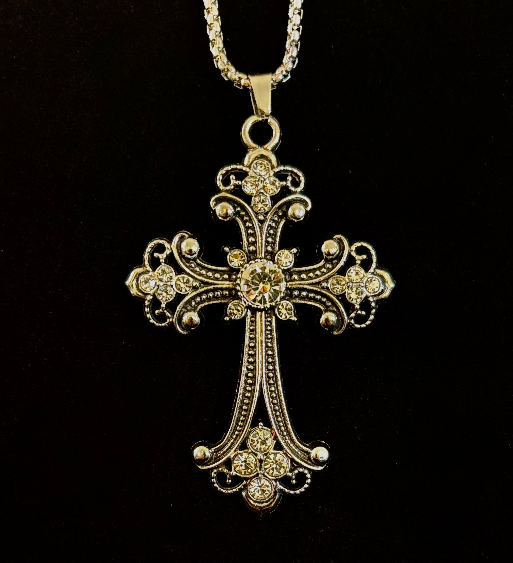 Our Lady of Guadalupe Vintage Cross Necklace — Silver Tone Catholic Pendant — Inspired by Puerto Vallarta Mexico — Sacred Protection Jewelry