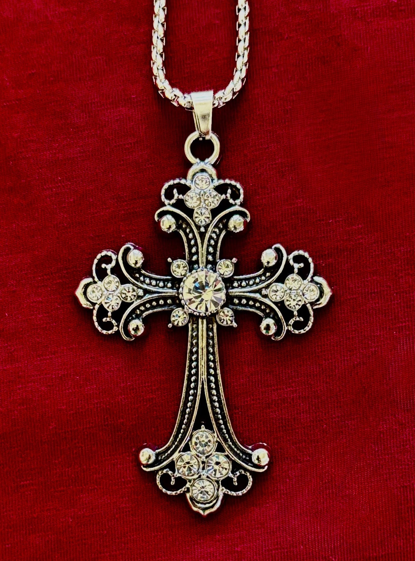 Our Lady of Guadalupe Vintage Cross Necklace — Silver Tone Catholic Pendant — Inspired by Puerto Vallarta Mexico — Sacred Protection Jewelry