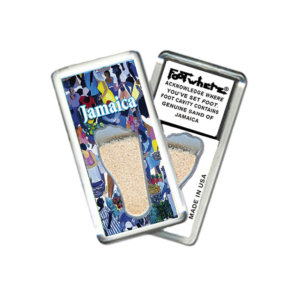 Jamaica FootWhere® Souvenir Magnet. 72 pieces/6 assorted styles.