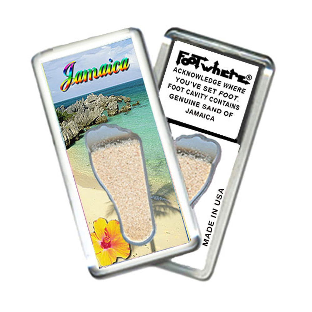 Jamaica FootWhere® Souvenir Magnet. 72 pieces/6 assorted styles.
