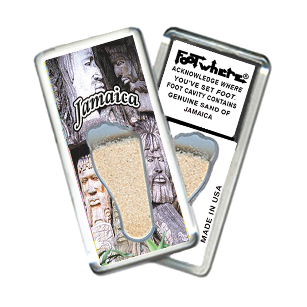 Jamaica FootWhere® Souvenir Magnet. 72 pieces/6 assorted styles.