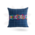 Up-cycled Denim Striped Boho Blue Pillow Cover - Guatemala