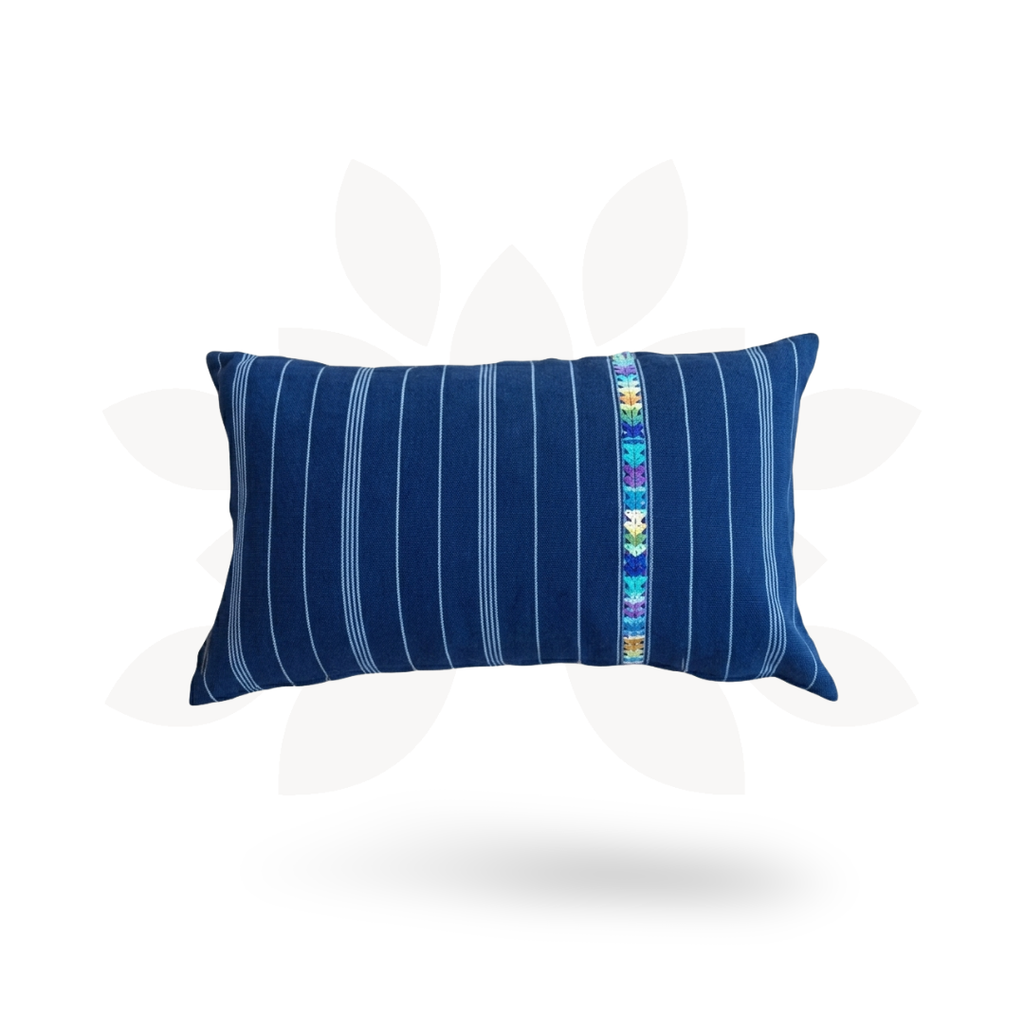 Up-cycled Denim Textile Blue Lumbar Pillow Cover - Guatemala