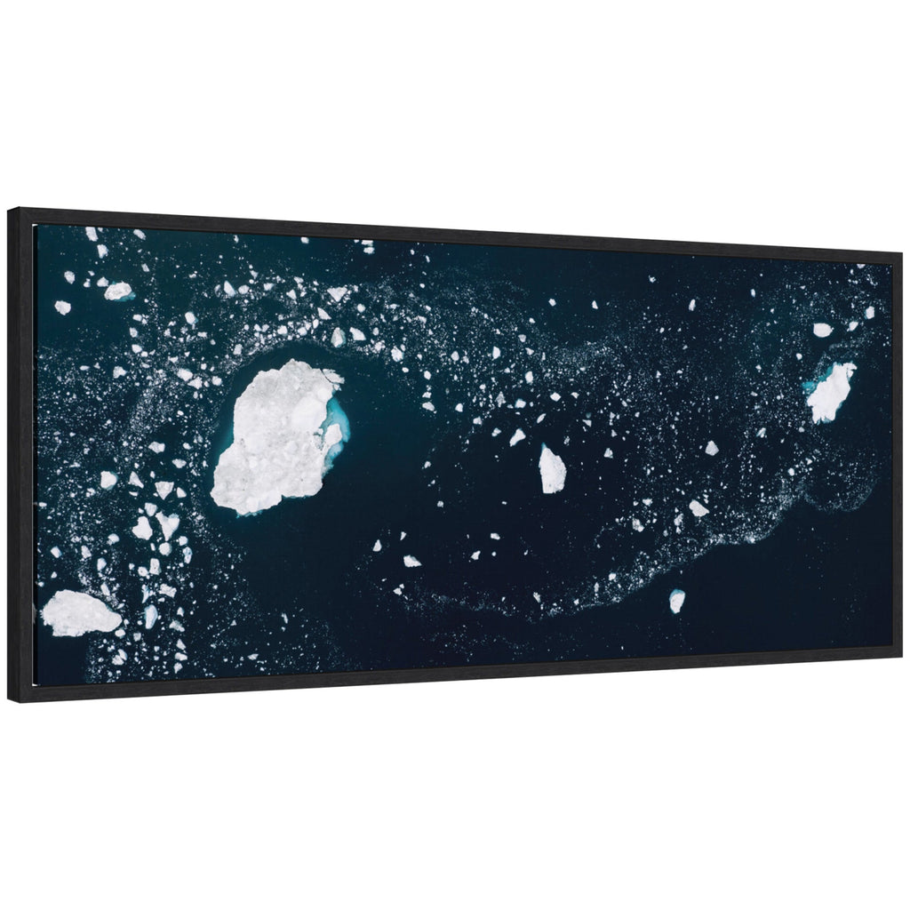 Sylvie Blue and White Iceberg Pattern in Greenland Framed Canvas by Michael Schauer