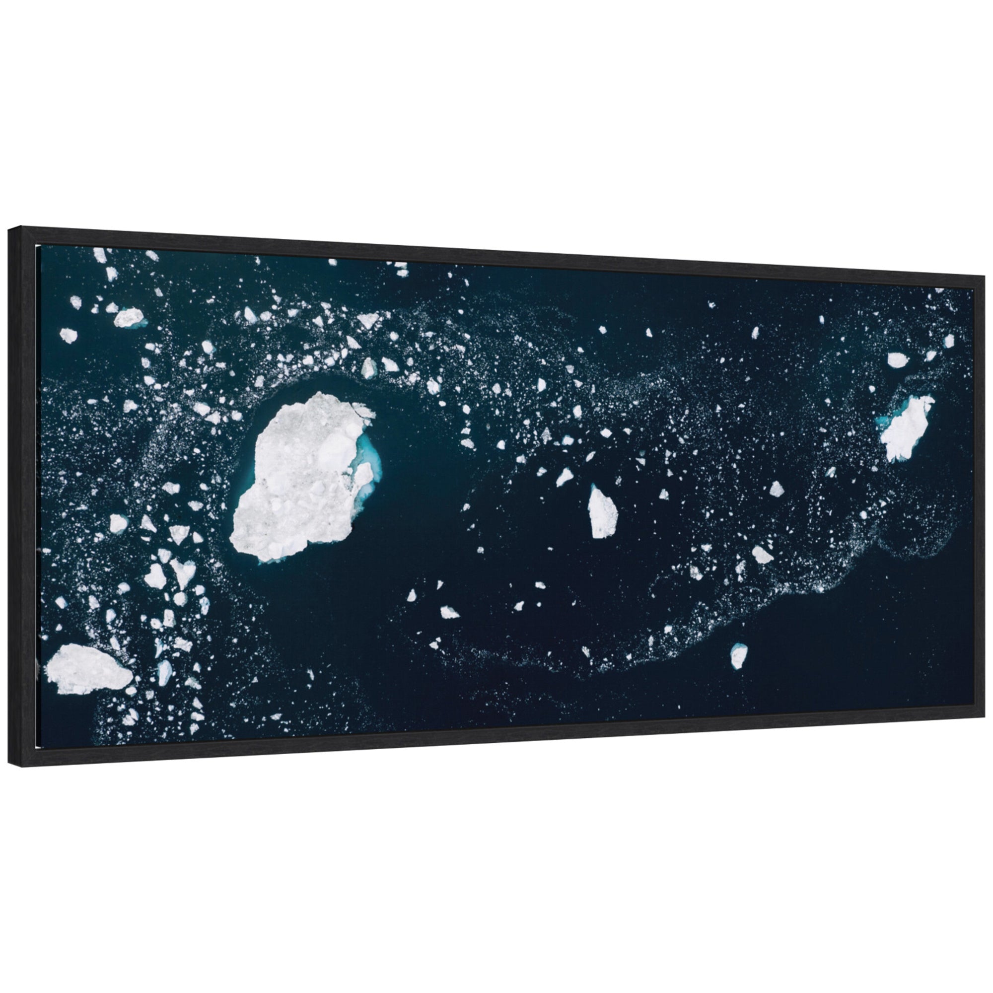 Sylvie Blue and White Iceberg Pattern in Greenland Framed Canvas by Michael Schauer