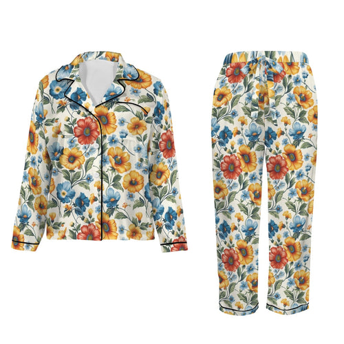 Baha Ranch Colores De Mexico Spring Florals Satin Pajamas