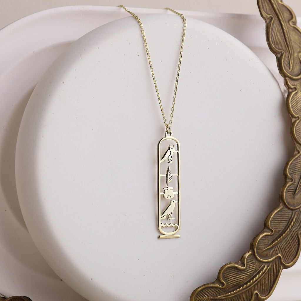 Unique Egypt Cartouche Necklace - Stunning Hieroglyph Pendant