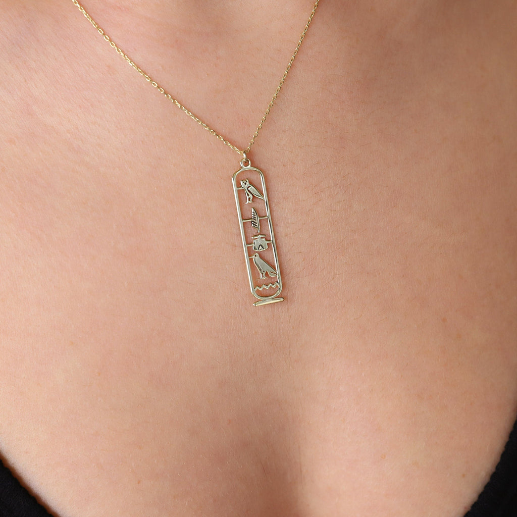 Unique Egypt Cartouche Necklace - Stunning Hieroglyph Pendant