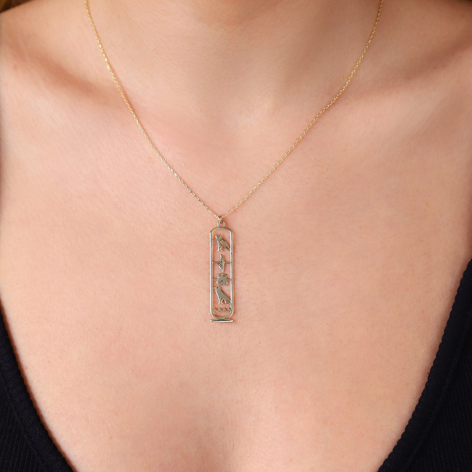 Unique Egypt Cartouche Necklace - Stunning Hieroglyph Pendant
