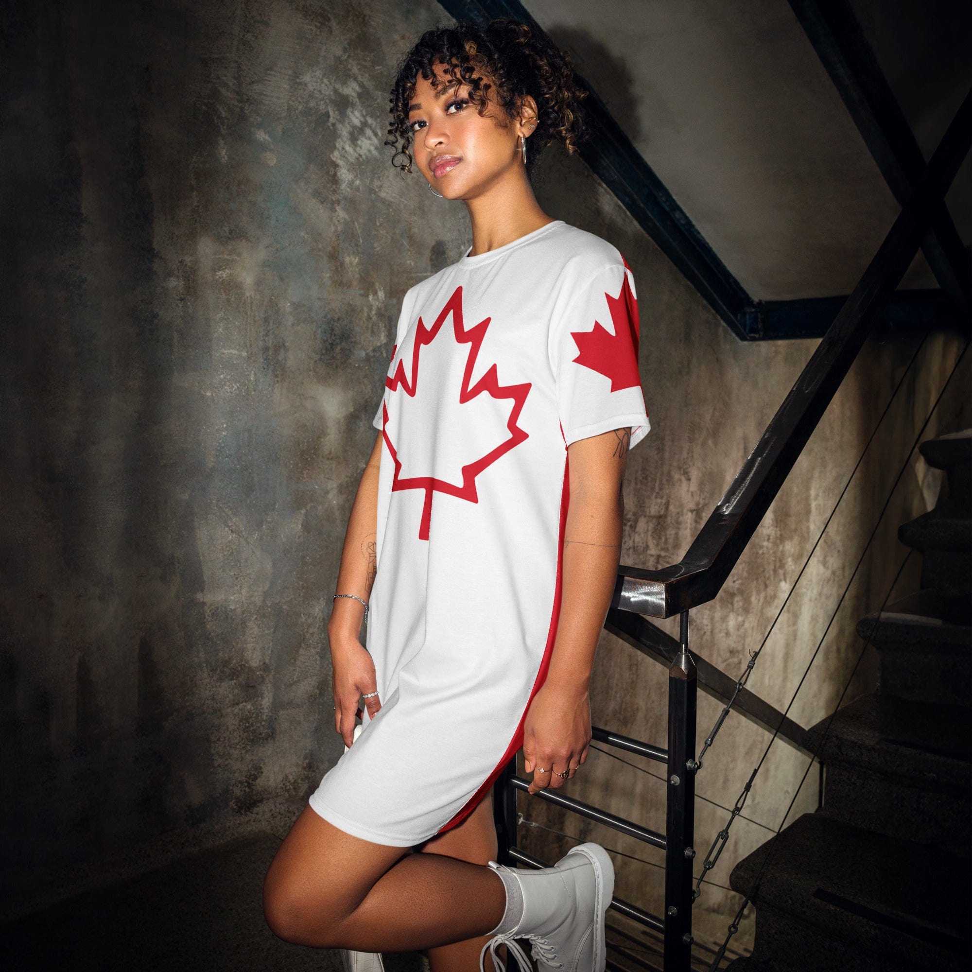 Oh Canada T-shirt Dress | Canadian Flag Dress | Canadian Flag Sleeves