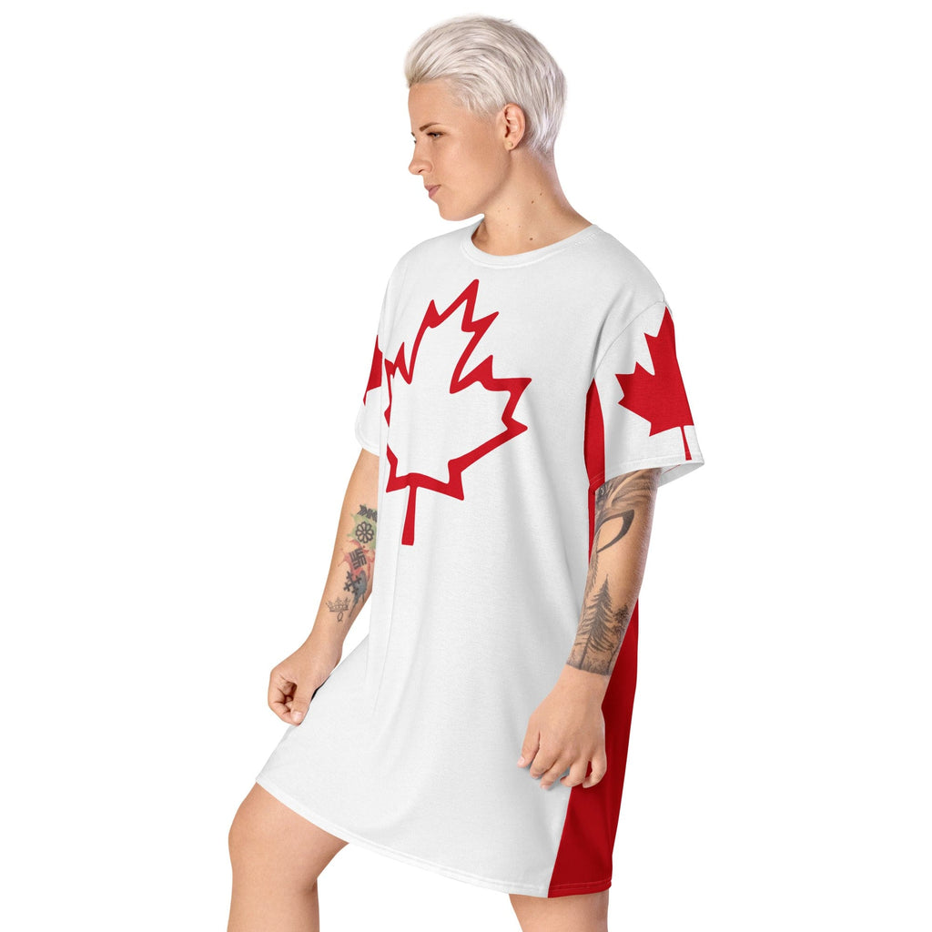 Oh Canada T-shirt Dress | Canadian Flag Dress | Canadian Flag Sleeves