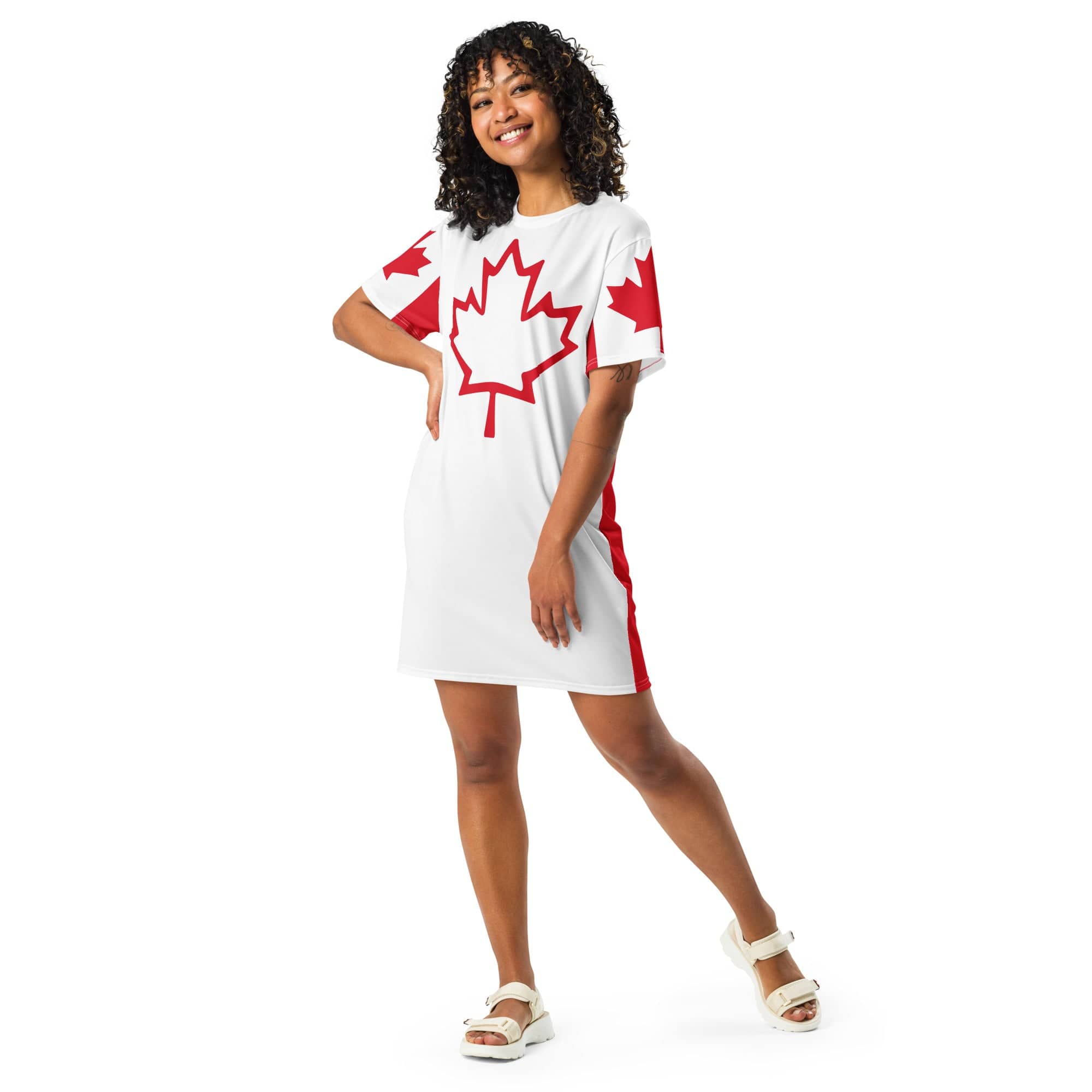 Oh Canada T-shirt Dress | Canadian Flag Dress | Canadian Flag Sleeves