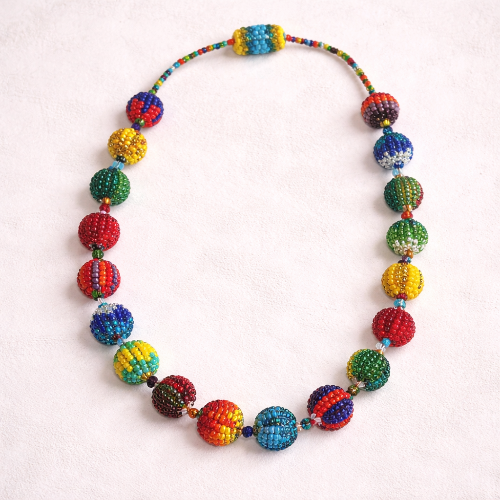 Magnetic Seed Bead Necklace Statement Beaded Necklace Boho Fair Trade - Guatemala