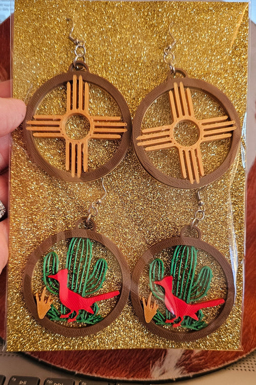 3D Print Zia New Mexico Cactus Earrings Made in America