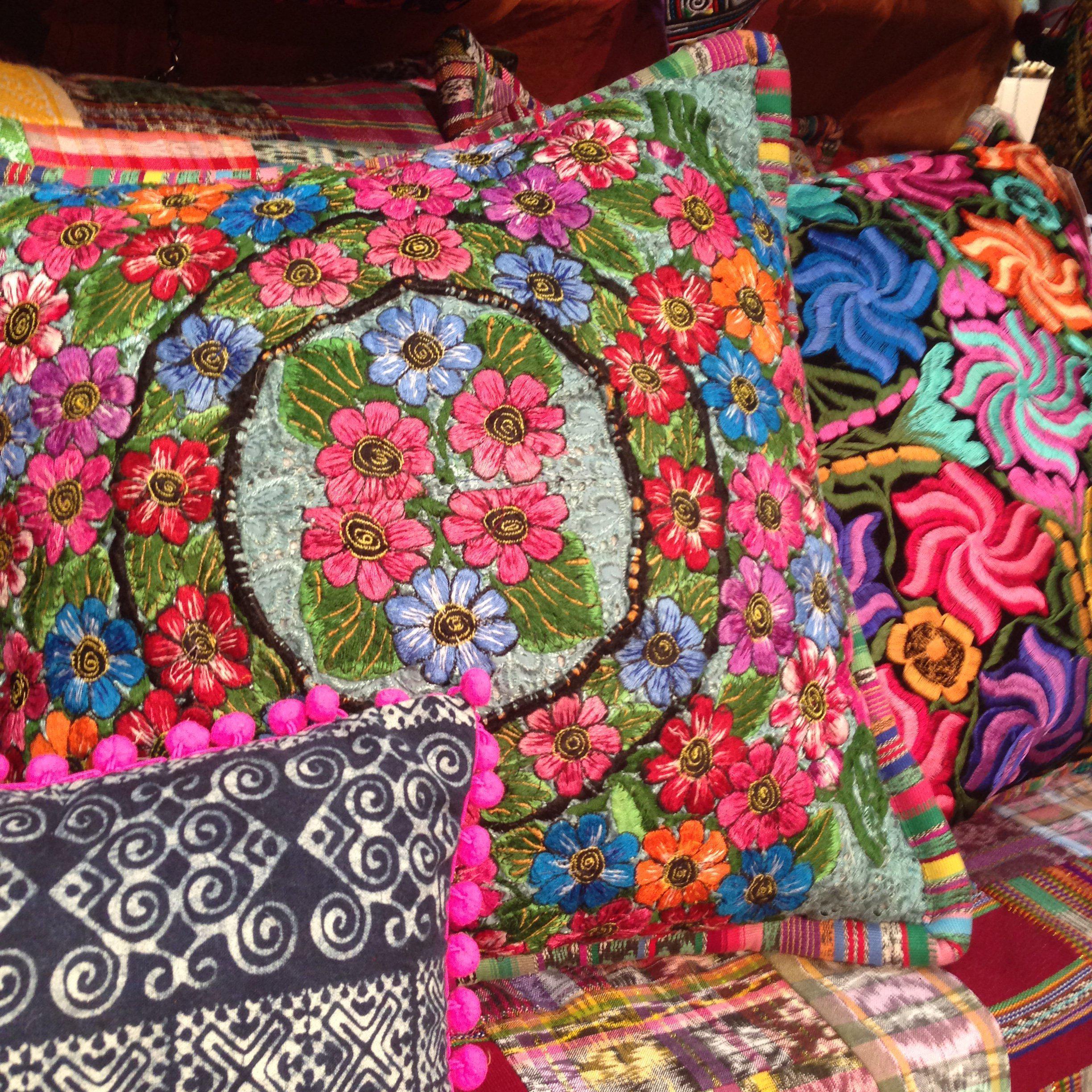 Up-cycled Maya Floral Huipil Textile Pillow Cover - Guatemala